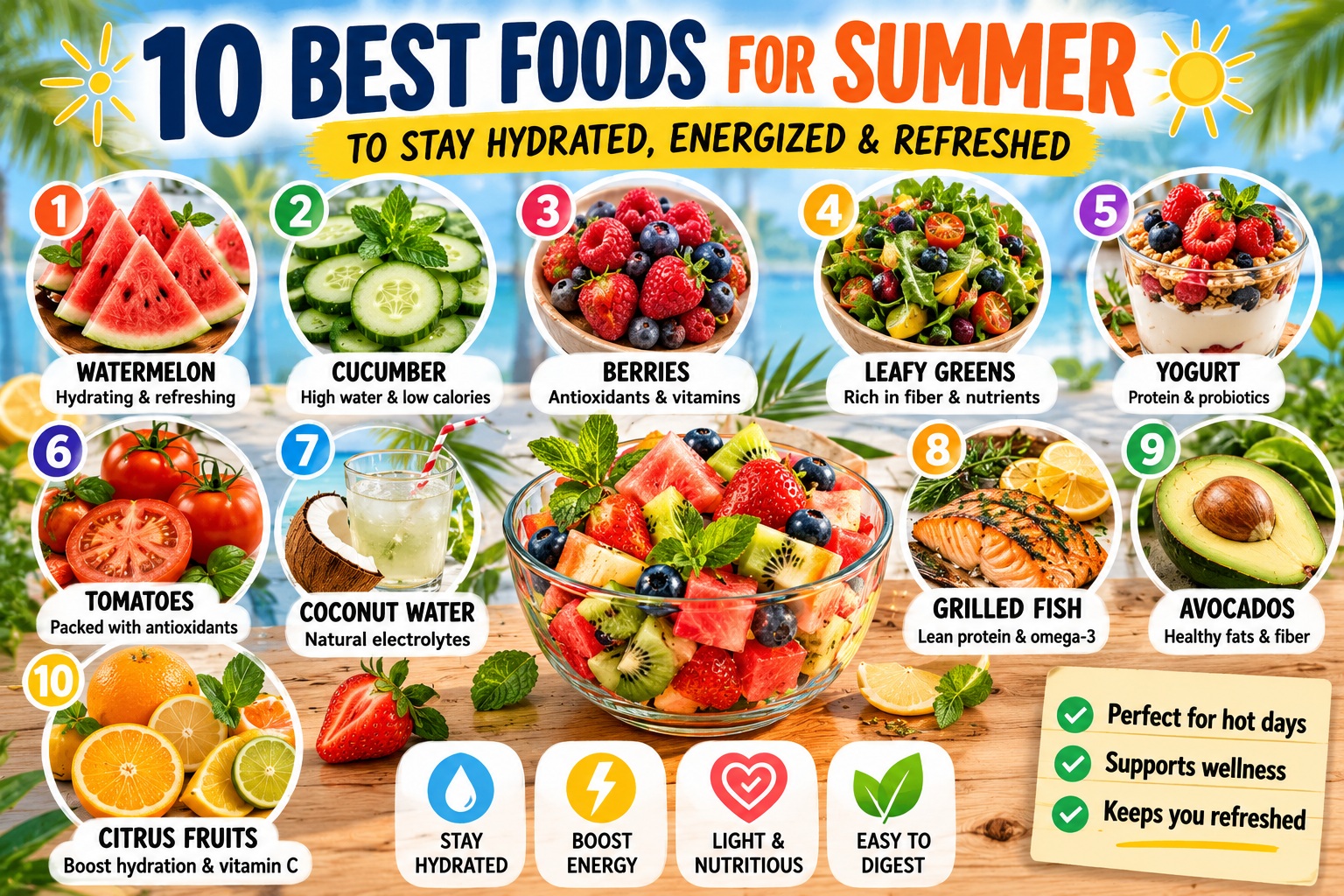 10 Best Foods for Summer to Stay Hydrated, Energized & Refresh